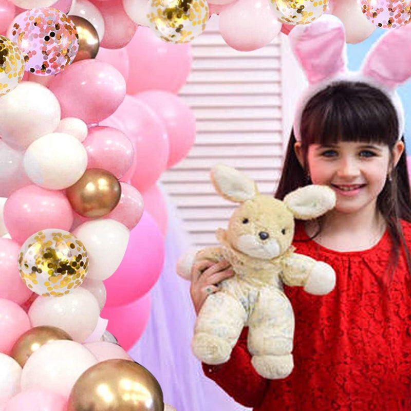 60Pcs Pink Gold Confetti Latex Balloons Kit for Engagement, Wedding, Baby Shower, or Girl Birthday Party Supplies