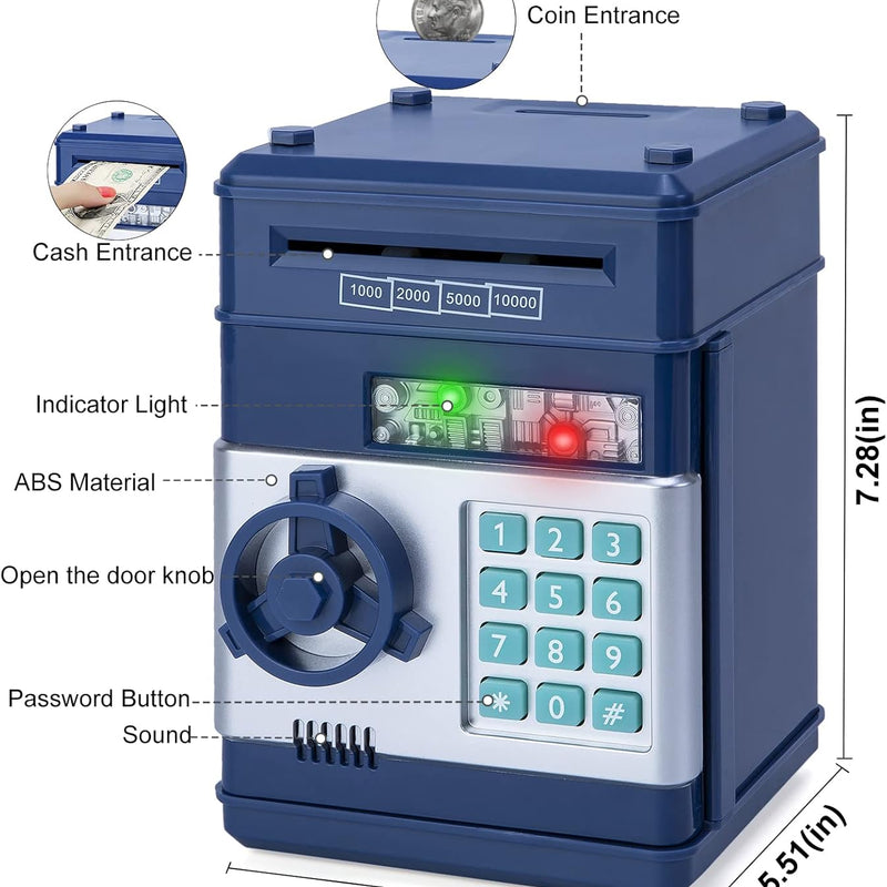 Refasy Piggy Bank Electronic Coin ATM for Kids Age 3-12, Money Savings Box Mini ATM Coin Bank