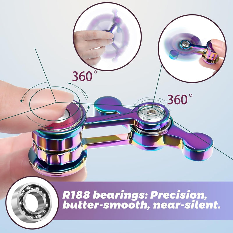 Fidget Spinner for Adults, Metal Silent Figette Office Desk Toy Quiet Cool Gadgets Gifts for Teen Boys Kid Anxiety Stress Relief Calm Down Sensory Autism Autistic ADHD Airplane Travel Need Must Have