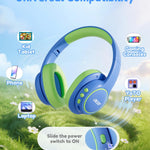 Acer OHR702 Kids Bluetooth Headphones for School with Built-in Mic,Over-Ear | 75H Playtime, Bluetooth 6.0, 3.5mm Jack Aux Cord, 85dBA Safe Volume, USB-C Fast Charging, for iPad/Travel/Tablet- Blue Green