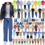 E-TING 10-Item Fantastic Pack = 5 Sets Fashion Casual Wear Clothes Outfit for boy Doll with 5 Pairs Shoes (Leather Jacket + Casual Wear Clothes + Swimwear)