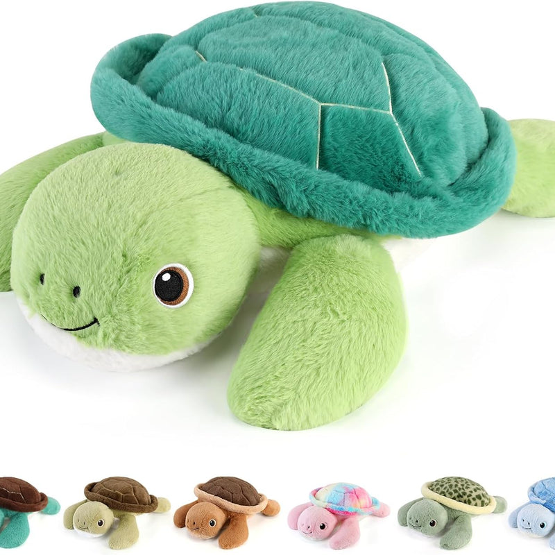 gnomantic Turtle Weighted Stuffed Animals - 22 Inch 4.5 Pounds Weighted Plushies Sea Turtle Stuffed Animal - Big Tortoise Plush Pillow - Cute Plush Toys Gifts for Kids & Adults (Green)
