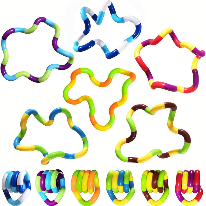Sensory Fidget Toys - 6PCS Multicolor Twisty Fidget Toys for Adults, Boys, Girls for Relaxation, Anxiety Stress Relief, Decompression - Squeeze, Twist, Chain Spinner Alternative Gift