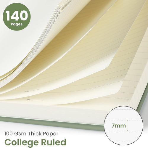 Taja Lined Spiral Journal Notebook for Women & Men, 140 Pages, College Ruled Hardcover Notebook for Work & Note Taking, Journals for Writing, A5(5.7" x 7.9") - Green
