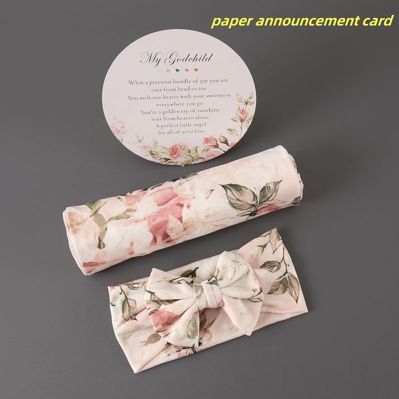 Galabloomer Newborn Receiving Blanket Headband Set Baby Flower Swaddle