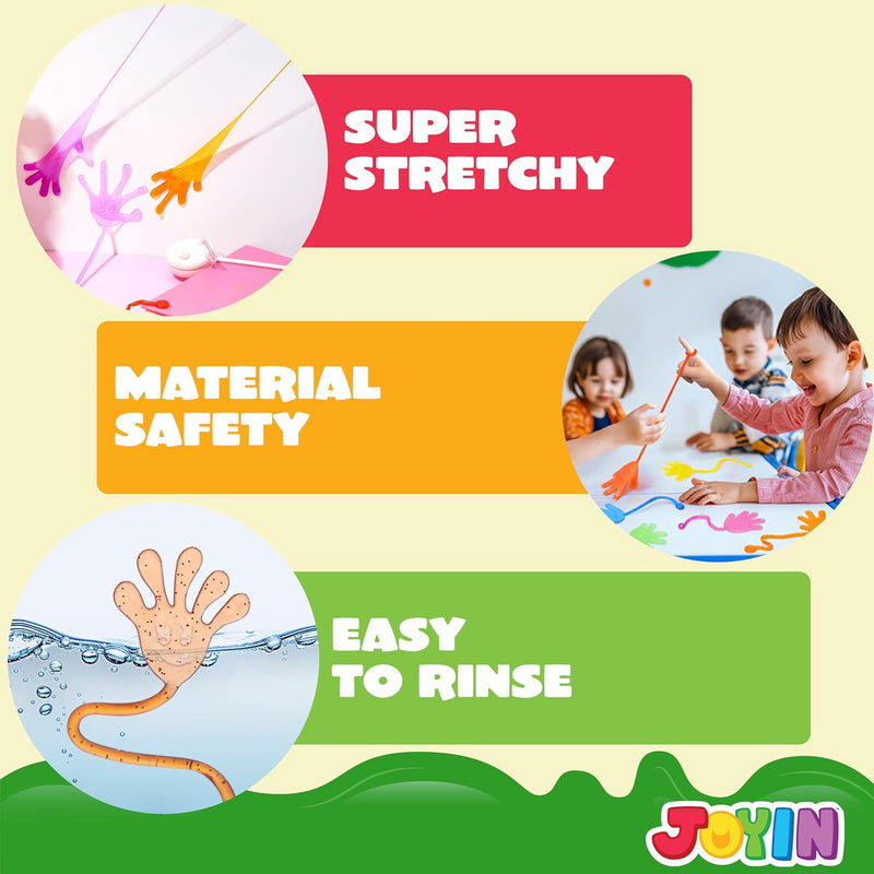 JOYIN 48Pcs Glitter Sticky Hands Party Favors for Kids, Holiday Traditions, Classroom Treasure Box Carnival Prizes Bulk Pinata Stuff Mini Toys