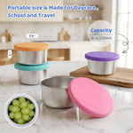 6Pack 8oz Stainless Steel Snack Containers for Kids, Reusable Small Metal Food Containers with Silicone Lids, Stackable Metal Toddler Lunch Box for Daycare, School and Outdoor (1CUP)