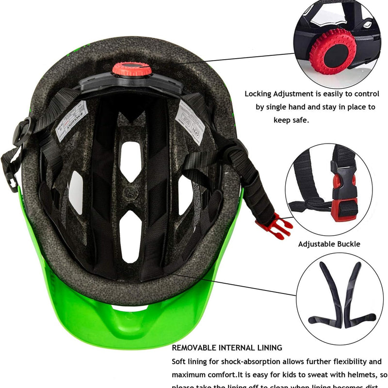 Exclusky Kids Bike Helmet Adjustable Safety Lightweight Children Bicycle Helmet for Ages 5-8-14