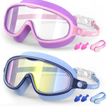 VegoVia 2 Pack Kids Swim Goggles Anti-Fog Wide View | UV Protection Swimming Goggles for kids 6-14 8-12 3-15 Youth Boys Girls Toddler