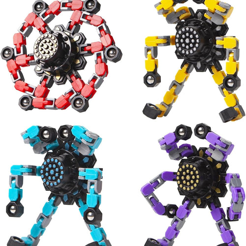 Gokeey Transformable Fidget Spinners - Eco-Friendly ABS Plastic, 4 Colors, Finger Gyros, Stress Relief Toys for Kids & Adults