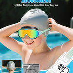 Aegend New Kids 2 Pack Wide View Swim Goggles, Anti-Fog/UV No Leak Goggles with Ear Plugs Kids 3-14
