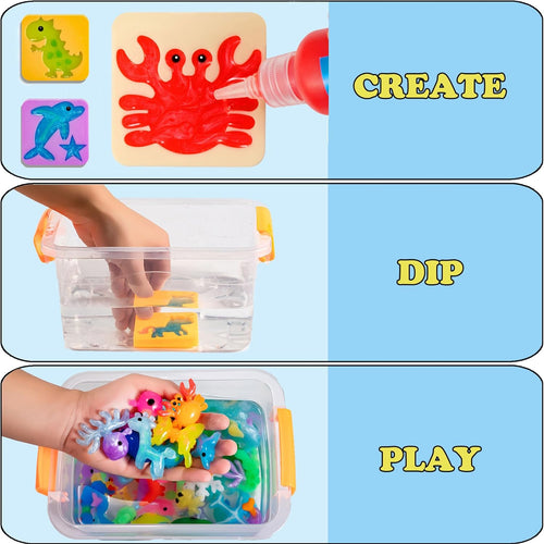 Kidisego Aqua Fairy Water Gel Kit for Kids, Magic Water Elf Toy Kit with 12 Colors 18 Molds 6 Pack of Magic Powder, Crate Your Own Magic Elf Kit Water Pets Craft Kits for Kids