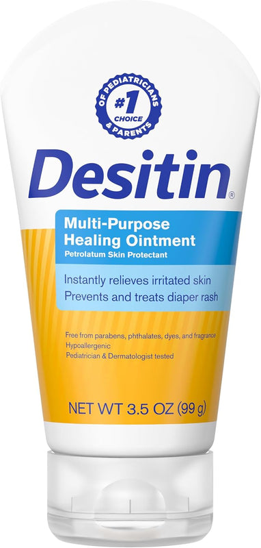 Desitin Multipurpose Adult & Baby Healing Ointment Tube with Petroleum Jelly for Treatment & Relief of Diaper Rash, Dry Skin, Chafing, & Minor Burns for Infants and Kids, FSA/HSA Eligible, 3.5 oz