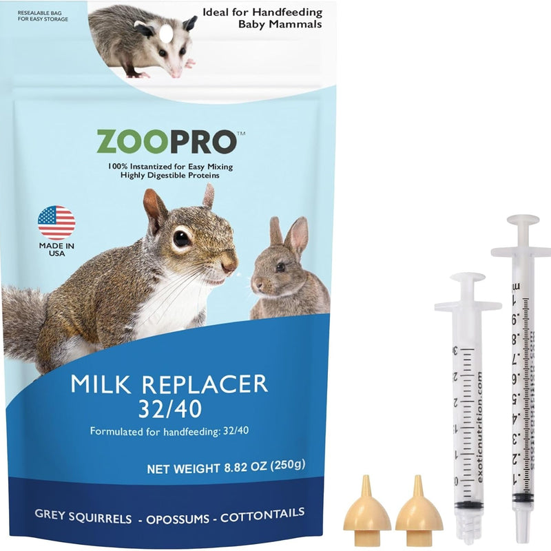 Exotic Nutrition Baby Squirrel Nursing Set (Basic) - Milk Replacer, Feeding Syringes