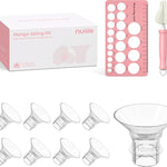 Nuliie Silicone Flange Inserts 13/15/17/19/21mm 10PCS for 24mm Breast Pump | Compatible with Spectra, Includes Nipple Sizer for Flanges for Accurate Sizing, Boosts Pumping Efficiency & Comfort, BPA-free