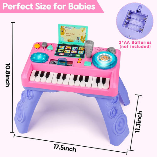 Baby DJ Table for Toddlers 1-3 with Music & Light, Learning Toys for 6-9-12-18 Months