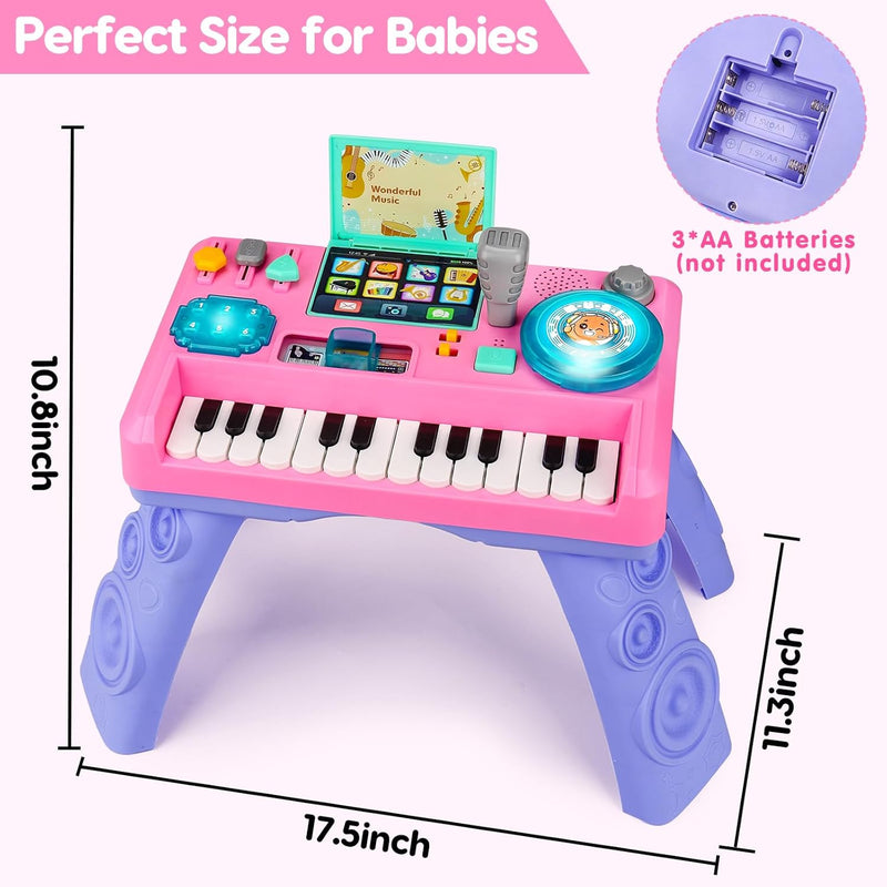 Baby DJ Table for Toddlers 1-3 with Music & Light, Learning Toys for 6-9-12-18 Months
