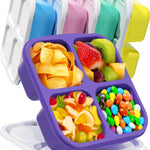 Canfanni 5 Pack Bento Snack Containers, 4 Compartment BPA-free Plastic Food Storage Containers, Divided Lunchable Container, Bento Lunch Box for Work and Travel