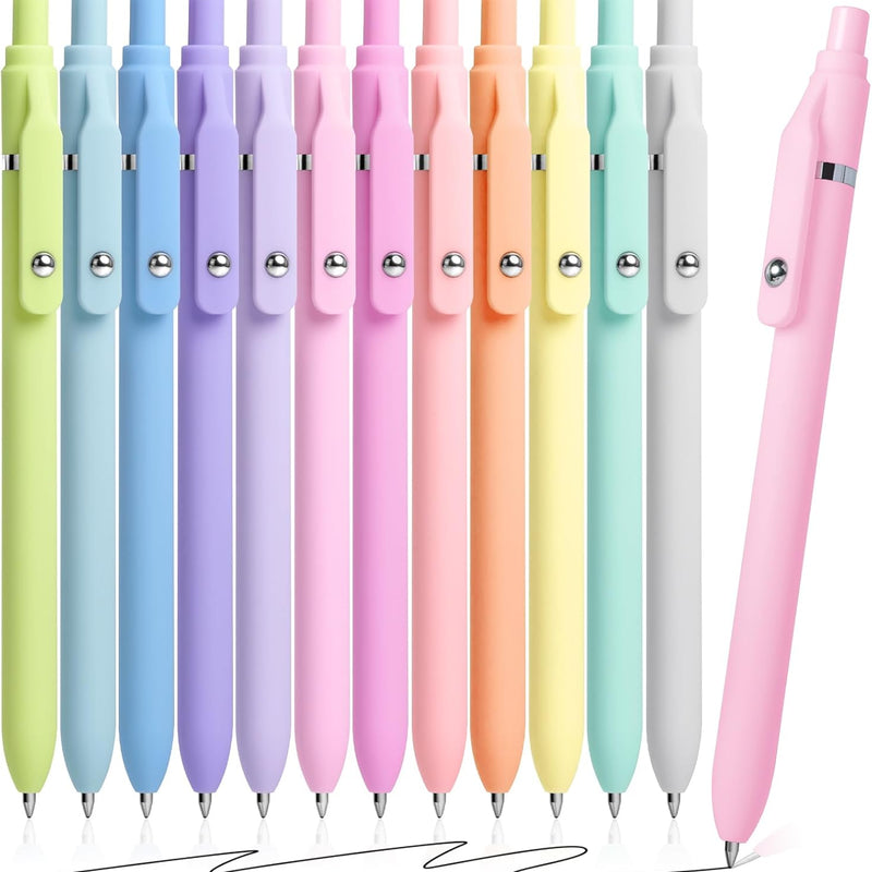 Fenmay Gel Pens, 12 Pcs Black Ink Pens 0.7mm Medium Point| Quick Dry No Smudge, Smooth Writing, Retractable Cute Aesthetic Pens for Journaling Note Taking School Office Supplies