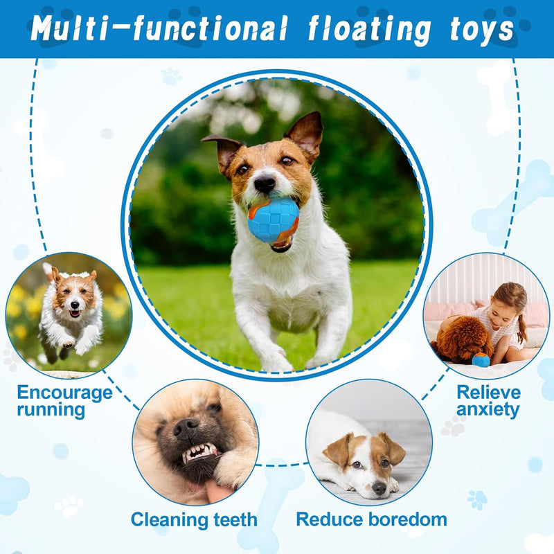 MEWTOGO 4 Pcs Dog Pool Floating Toys - Squeaky Dog Water Toys, Safe Durable TPR Interactive Dogs Toys for Aggressive Chewers Large Fetching Playing