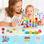Montessori Wooden Beads Sequencing Toy Set for Preschool Learning and STEM Development