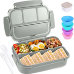 shell and turtle Bento Box Adult Lunch Box, Kids Lunch Containers for School with 4 Compartments, with Utensils, Sauce Jar, Muffin Liners, Microwave Safe, Navy