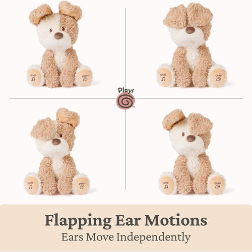 GUND Baby Peeki the Puppy Animated Plush, Singing Stuffed Animal, Sensory Toy for Babies and Toddlers, Plays Peek-a-Boo and Sings, Brown/Cream, 12”
