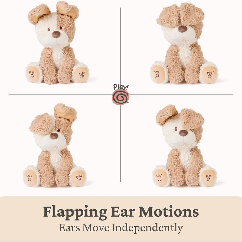GUND Baby Peeki the Puppy Animated Plush, Singing Stuffed Animal, Sensory Toy for Babies and Toddlers, Plays Peek-a-Boo and Sings, Brown/Cream, 12”