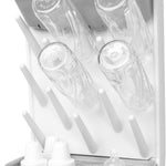 Ubbi Vertical Baby Bottle Drying Rack, Space Saving Countertop Bottle Dryer | 13-Peg Bottle Drying Rack Removable Drain Tray, Baby Organizer for Pump Parts, Pacifiers & Accessories, Dishwasher Safe, Gray