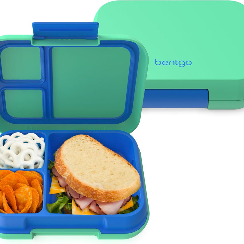 Bentgo Pop - Leak-Proof Lunch Box & Removable Divider for Ages 8+ & Teens - Lunch Container Holds 5 Cups of Food; 3-4 Compartments; Microwave/Dishwasher Safe; 2 Year Warranty (Navy Blue/Chartreuse)