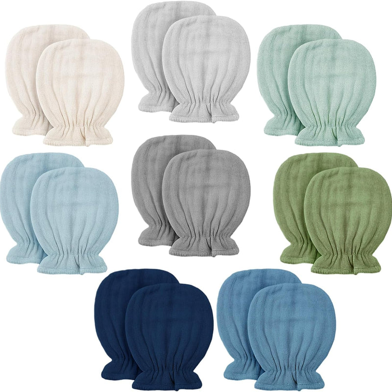 Newborn Baby Muslin Mittens 0-6 Months No Scratch Elastic Wrist Soft Breathable Gloves Bulk Cotton for Infant
