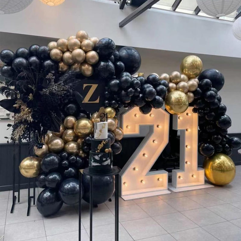 Black Gold Balloons Garland Arch Kit 134pcs Different Size Party Decorations Supplies