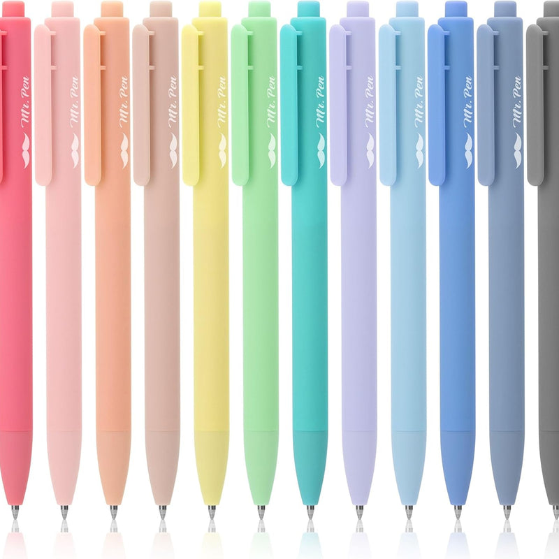 Mr. Pen- Retractable Gel Pens, 12 Pack, Colorful Ink, Fine Point 0.7mm | Fast Dry, Smooth Writing, Cute Pens for Drawing, Writing Planner and School Supplies