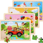 Wooden Dinosaur Puzzles for Kids 3-5, 20-Piece Wood Jigsaw Puzzles, Preschool Educational Brain Teasers