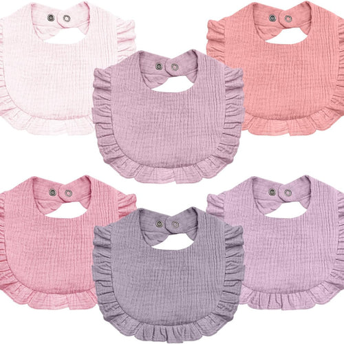 Baby Muslin Bibs,6 Pcs Drool Bandana Bibs for Baby Girl Drooling and Teething,Soft and Absorbent Cotton for Newborn