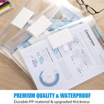 Sooez 10 Pack Plastic Envelopes File Folders, Clear Folder for Document US Letter A4 Size Poly Envelopes with Label Pockets for School Home Work Office Organizer, Clear