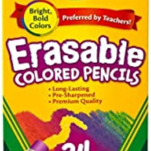 Crayola Erasable Colored Pencils (24ct), Kids Coloring Pencils for Coloring Books, Assorted Colors, Arts & Crafts Supplies, Gifts, Ages 6, 7, 8