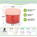 RowinsyDD 16 Pack Baby Food Containers, 4 oz Glass Baby Food Jars with Lids | Baby Food Storage Containers Small Baby Food Jars Glass with Lids Baby Food Containers for Freezer Microwave Safe BPA Free