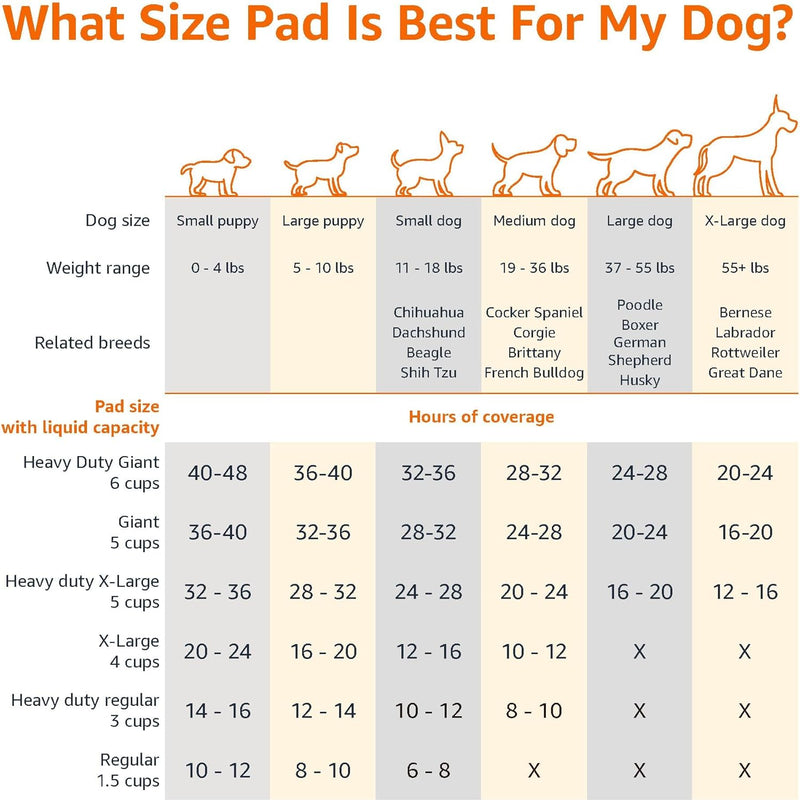 Amazon Basics Scented Dog and Puppy Potty Training Pee Pads, 5-Layer Leak-Proof Super Absorbent with Quick-Dry Surface, Regular Size 22 x 22 Inch, Blue, 150 Count