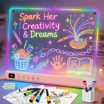 13.7" Rechargeable Led Drawing Board with 8 RGB Colors, 6 Dynamic Modes, Portable Stand for Kids and Adults
