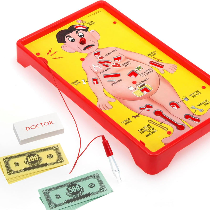 hasbro operation electronic board game for kids ages 6+, family fun party game with tweezers and buzzer