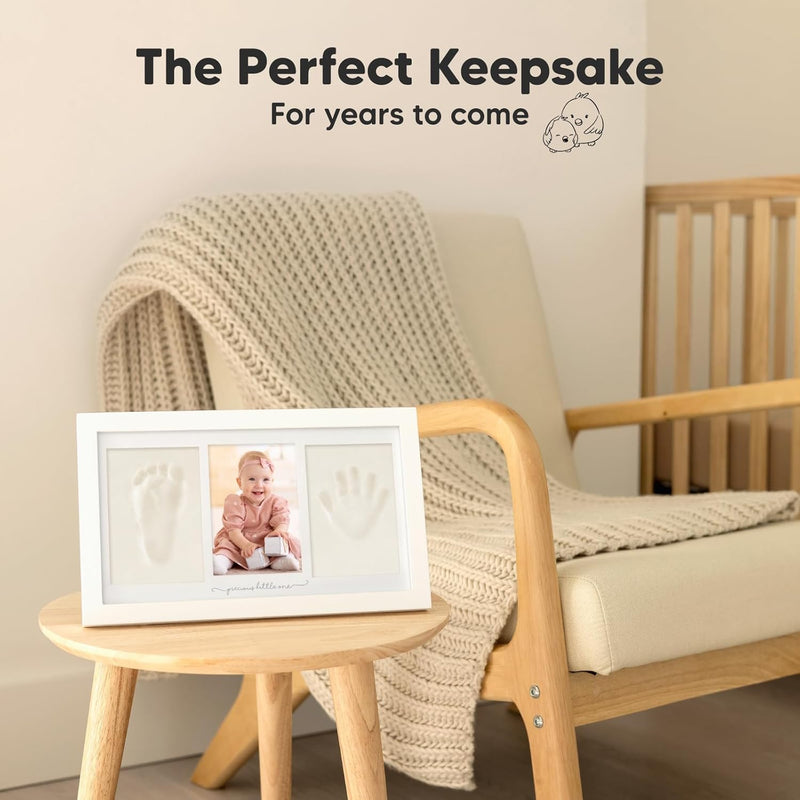 KeaBabies Baby Hand and Footprint Kit, Clay Keepsake Frame (Alpine White) | Quick Dry Handprint and Footprints, Newborn Nursery Picture Frame, Personalized New Mom Gifts for Baby First Christmas Shower