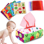 yogingo tissue box toy montessori for babies 6-12 months soft stuffed high contrast crinkle sensory toys