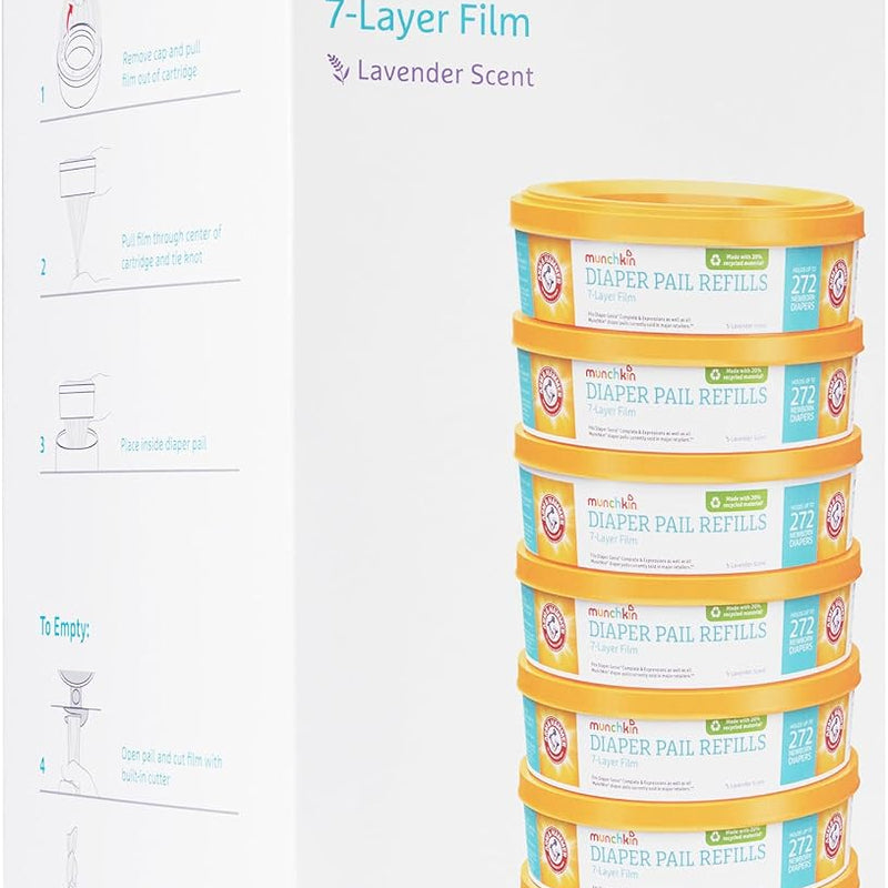 Munchkin Arm & Hammer Diaper Pail Refills, Lavender, 8 Pack