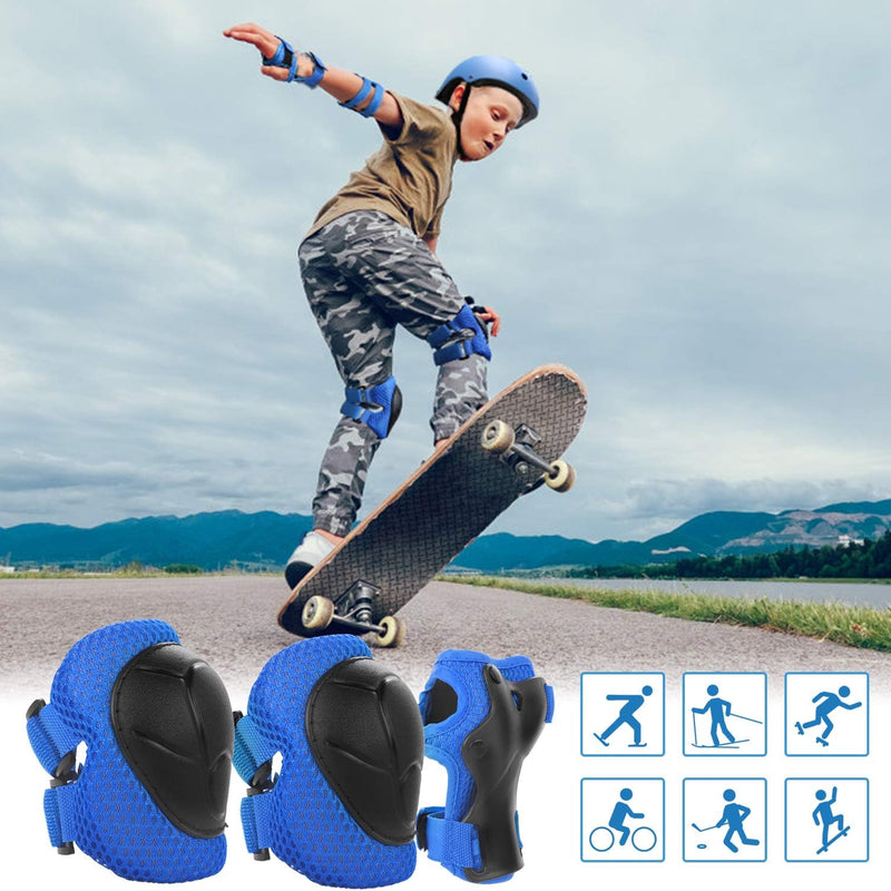 WayEee Kids Adjustable Helmet Set with Knee Pads and Wrist Guards for Cycling, Skateboarding, and Roller Skating