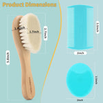 DEBETOOL 3-Piece Cradle Cap Brush Set with Comb & Baby Hair Brush | Natural Wooden Baby Brush Kit for Newborn & Infant Gentle Scalp Care