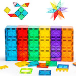 Gemmicc Magnetic Tiles, Deluxe 136 PCS Building Blocks Magnet Toys for Kids,3D Magnet Puzzles Stacking Blocks for Boys Girls,Huge Set with 2 Cars