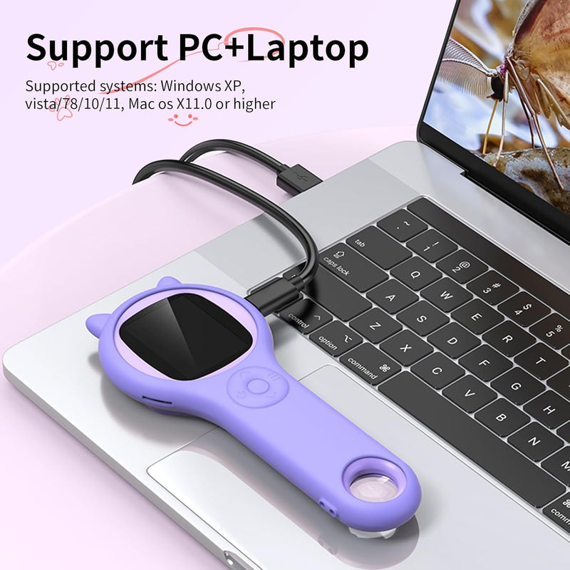 Ashfly Portable Microscope for Kids with 2-inch IPS Screen and 1080P Autofocus Imaging Technology