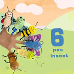 6-Piece Insect Finger Puppet Set for Kids & Toddlers, Soft Fabric Mini Hand Puppets, Realistic Animal Characters for Engaging Role-Playing & Interactive Storytelling Activities.