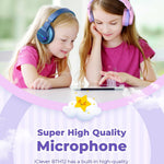 iClever BTH12 Kids Bluetooth Headphones 85H Playtime with LED Lights Travel | SafeSound Tech, Stereo Sound, USB C Charging AUX Cable Over Ear Built-in Mic, Kids Wireless Headphones for Toddler Boys Girls